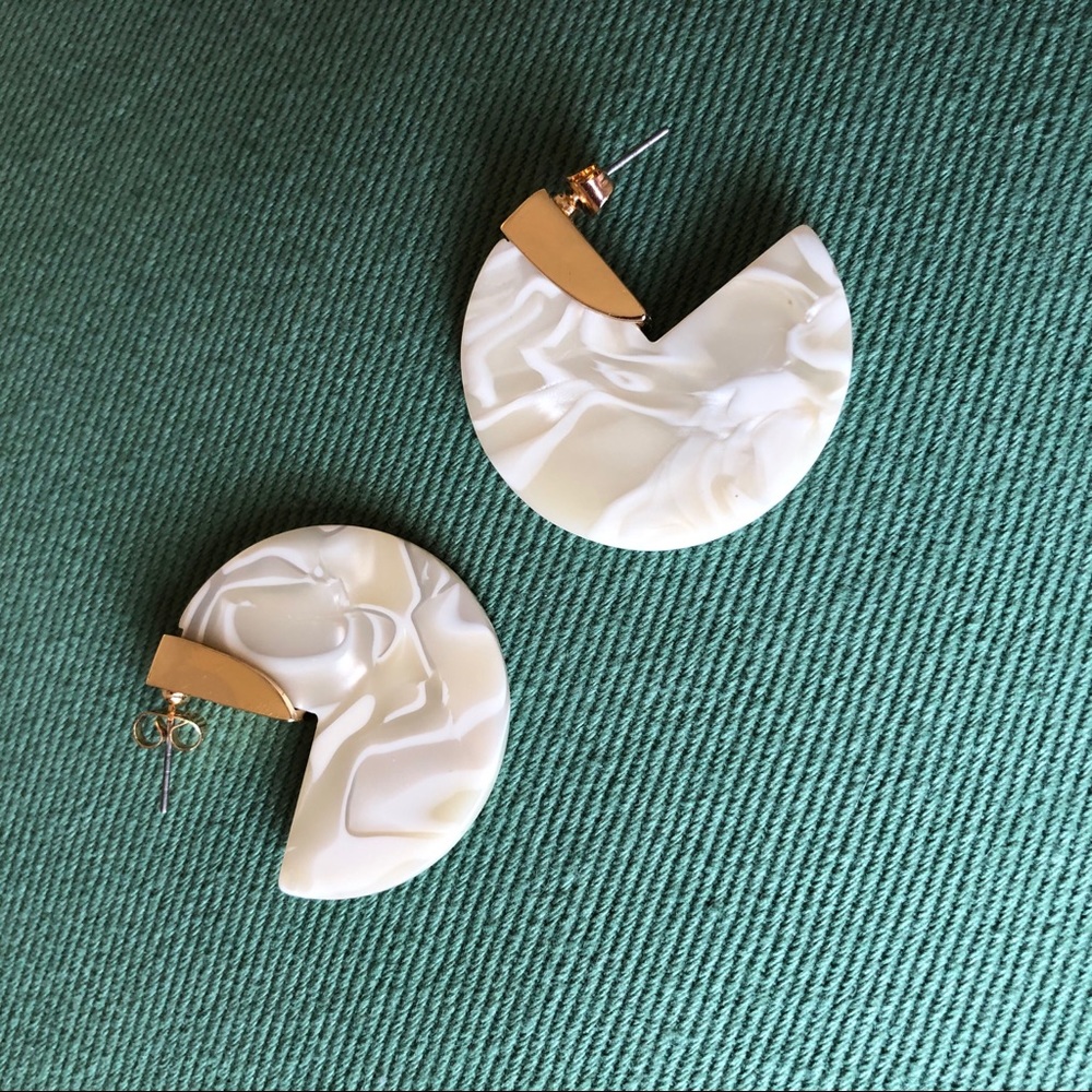 White Marbled Acrylic Earrings